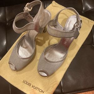 Authentic Louis Vuitton 4 inch silver heels. Size 38